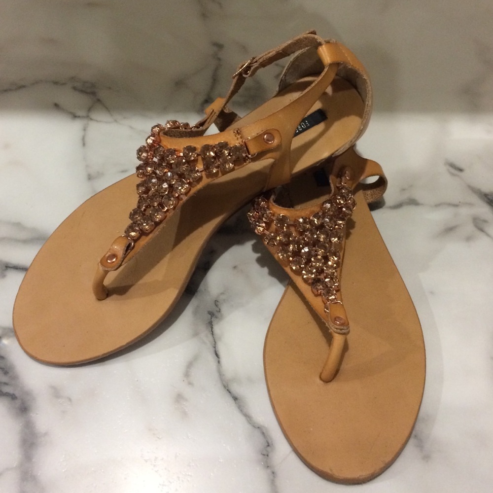 Camel sandals with rhinestones